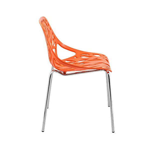 Orange Set of 2 Dining Chair with Chromed Legs M665