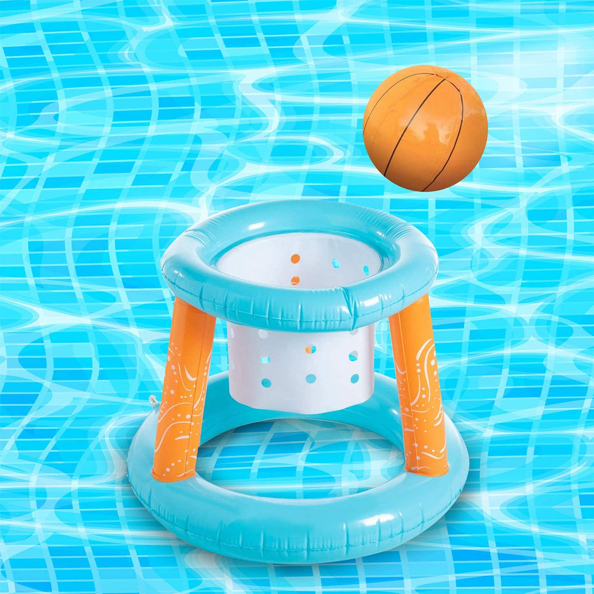 Inflatable Volleyball Net & Basketball Hoops Pool Float Set V422