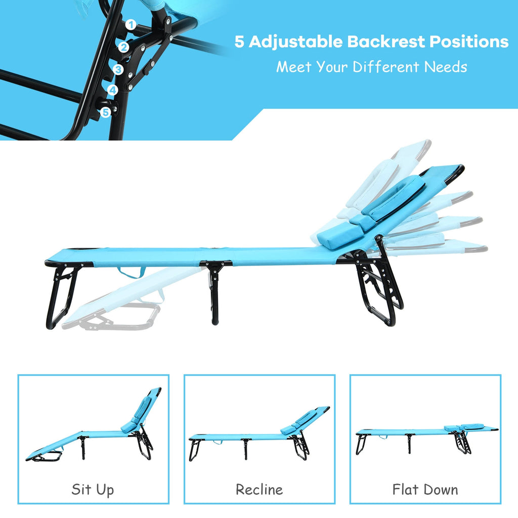 Turquoise Folding Chaise Lounge Chair Bed Q4675