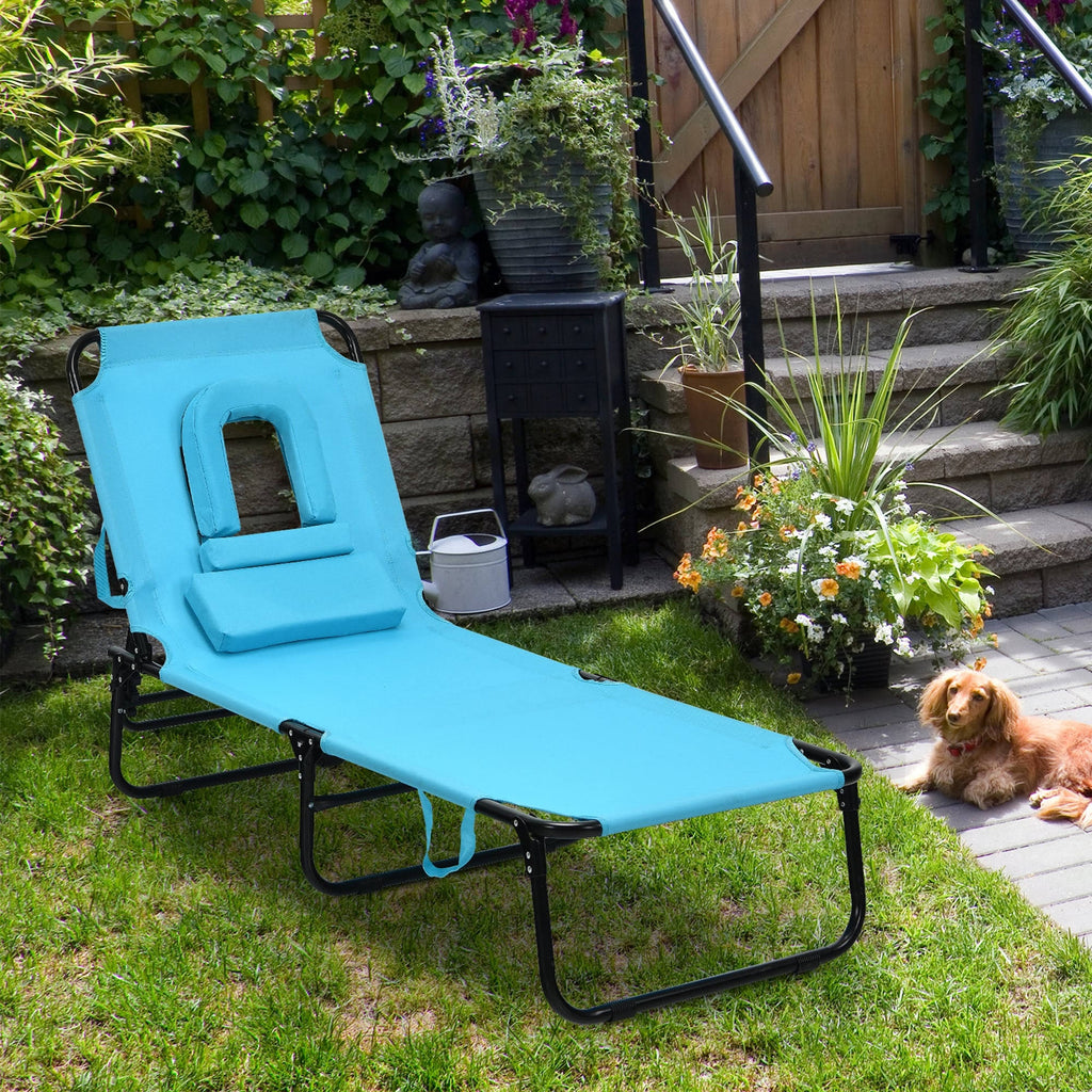 Turquoise Folding Chaise Lounge Chair Bed Q4675