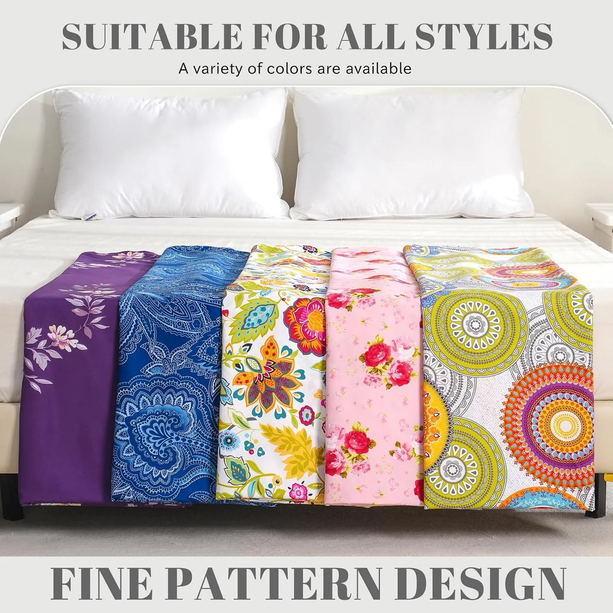 Queen Size 4 Piece Microfiber Floral Bed Sheets E190