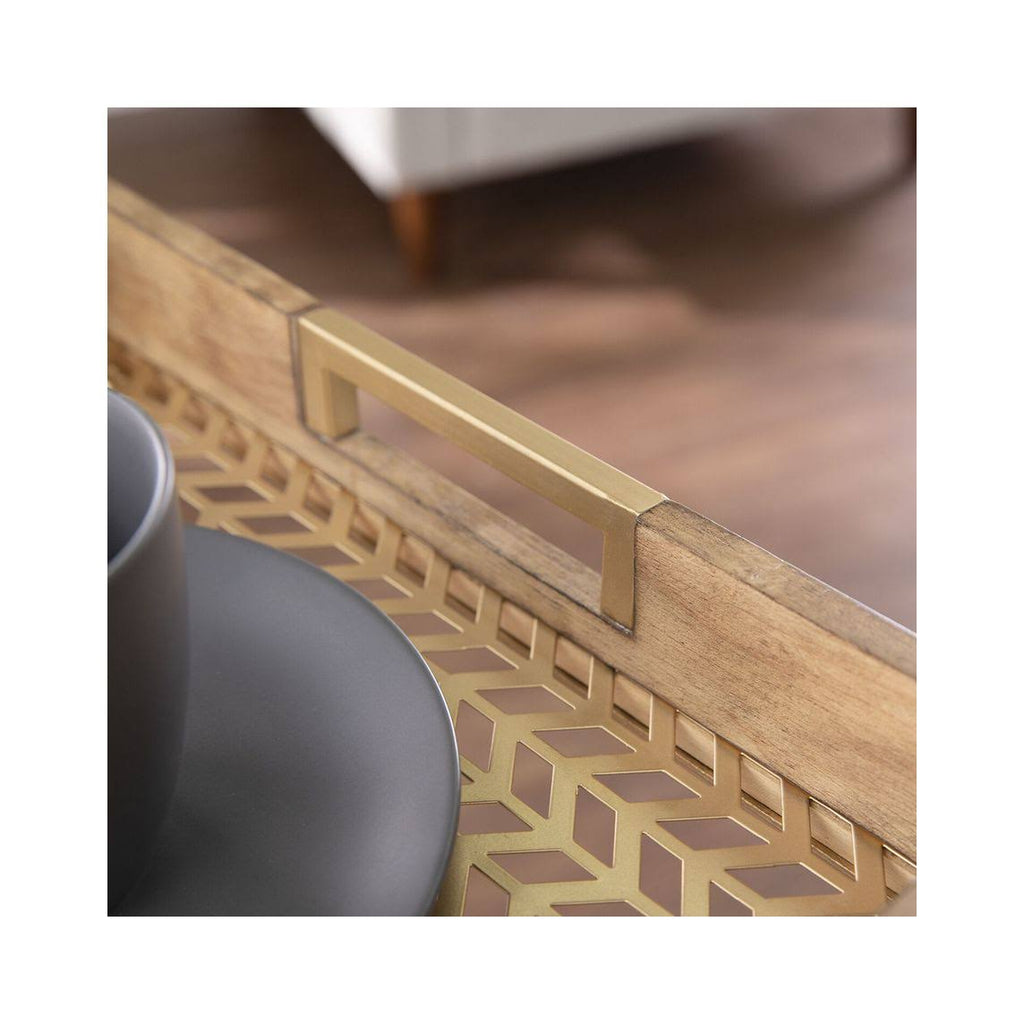 Rectangular Folding Side Table in Natural / Gold N5604