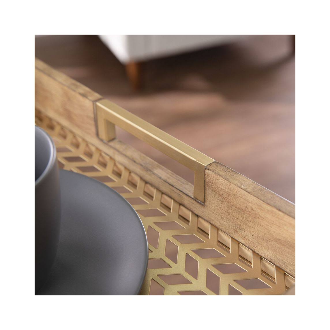 Rectangular Folding Side Table in Natural / Gold N5604