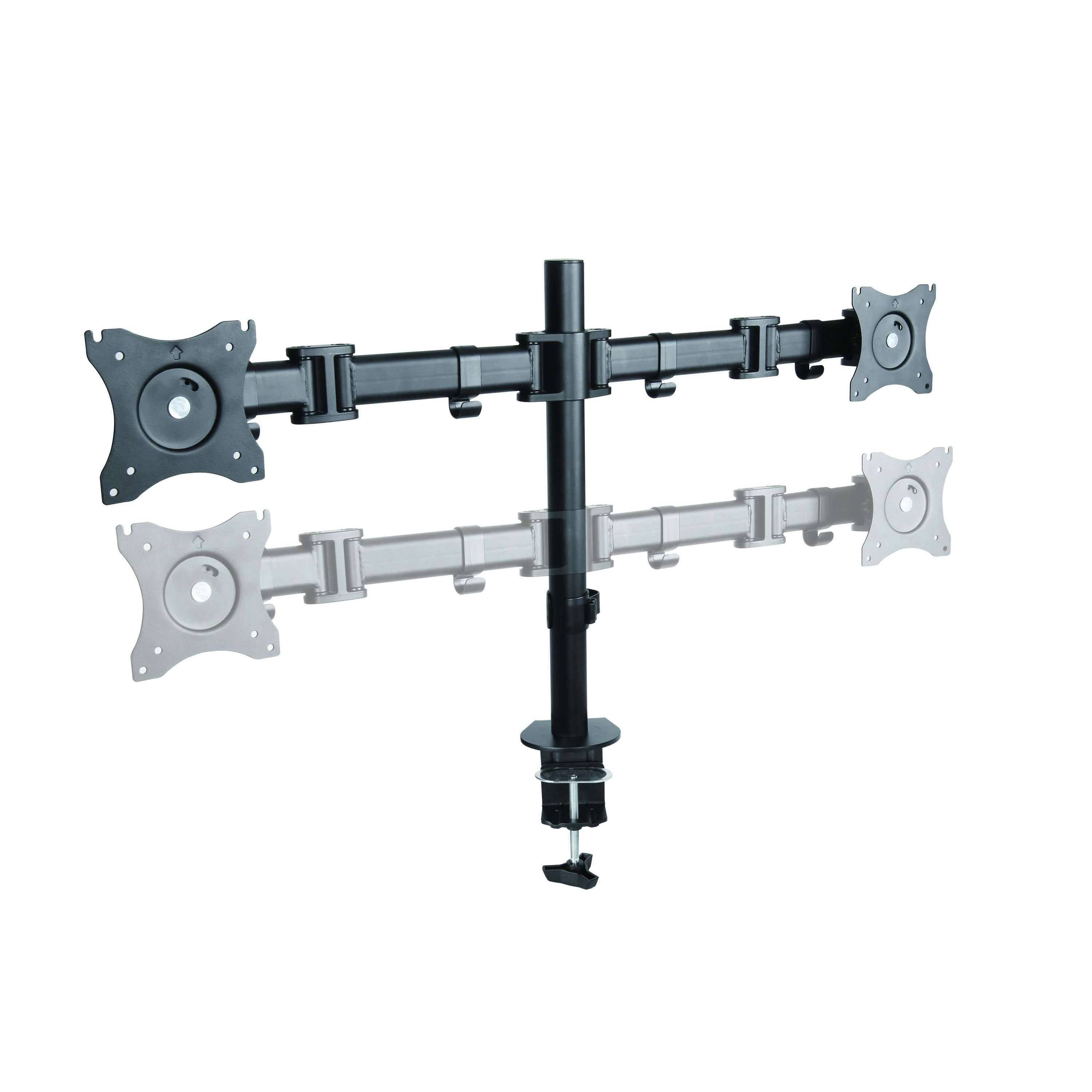 Black Height-Adjustable Standing Desk Converter with Dual Monitor Mount P749