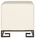 Cream Gold Faux Ostrich Ottoman H514