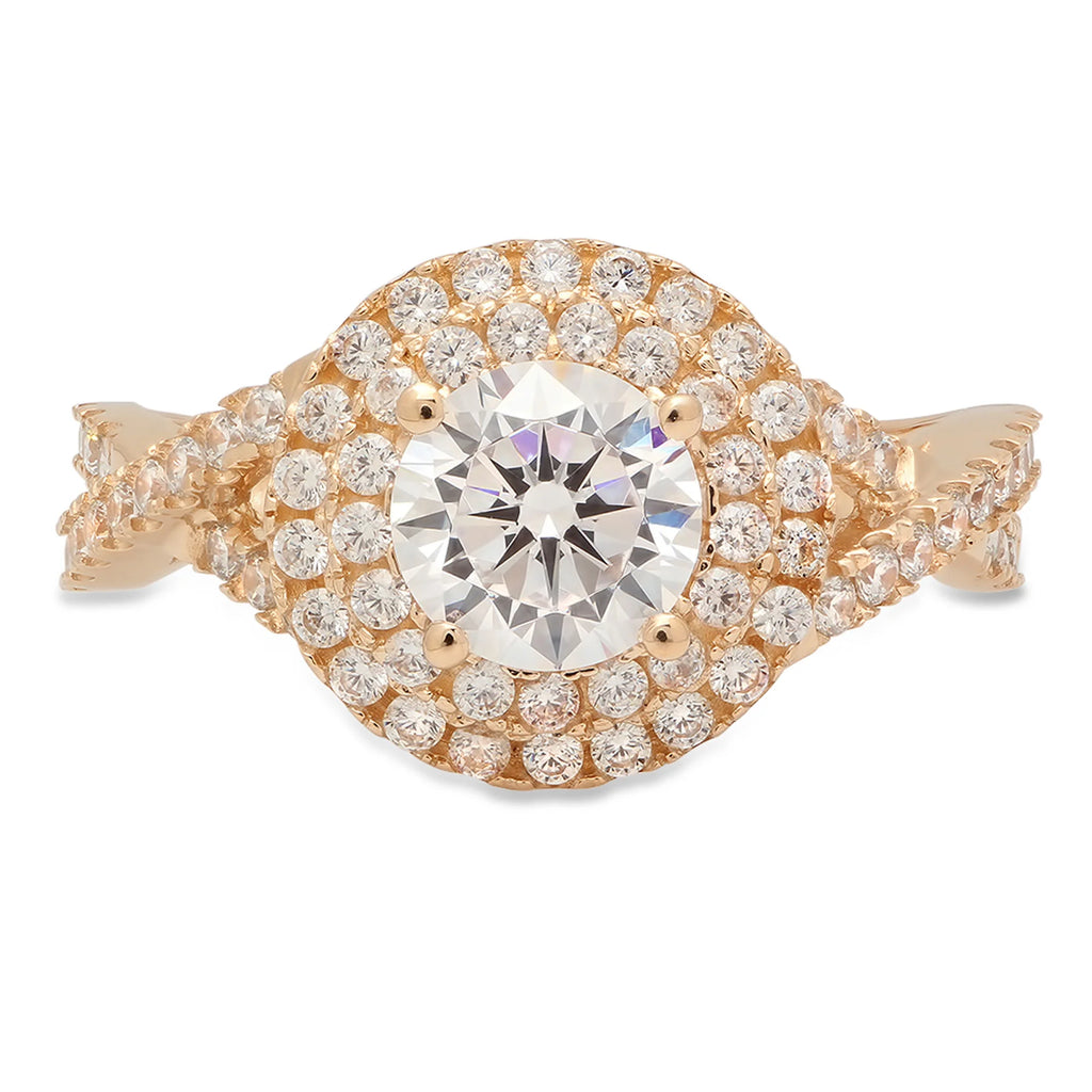 14K Yellow Gold Halo Engagement Ring V148730