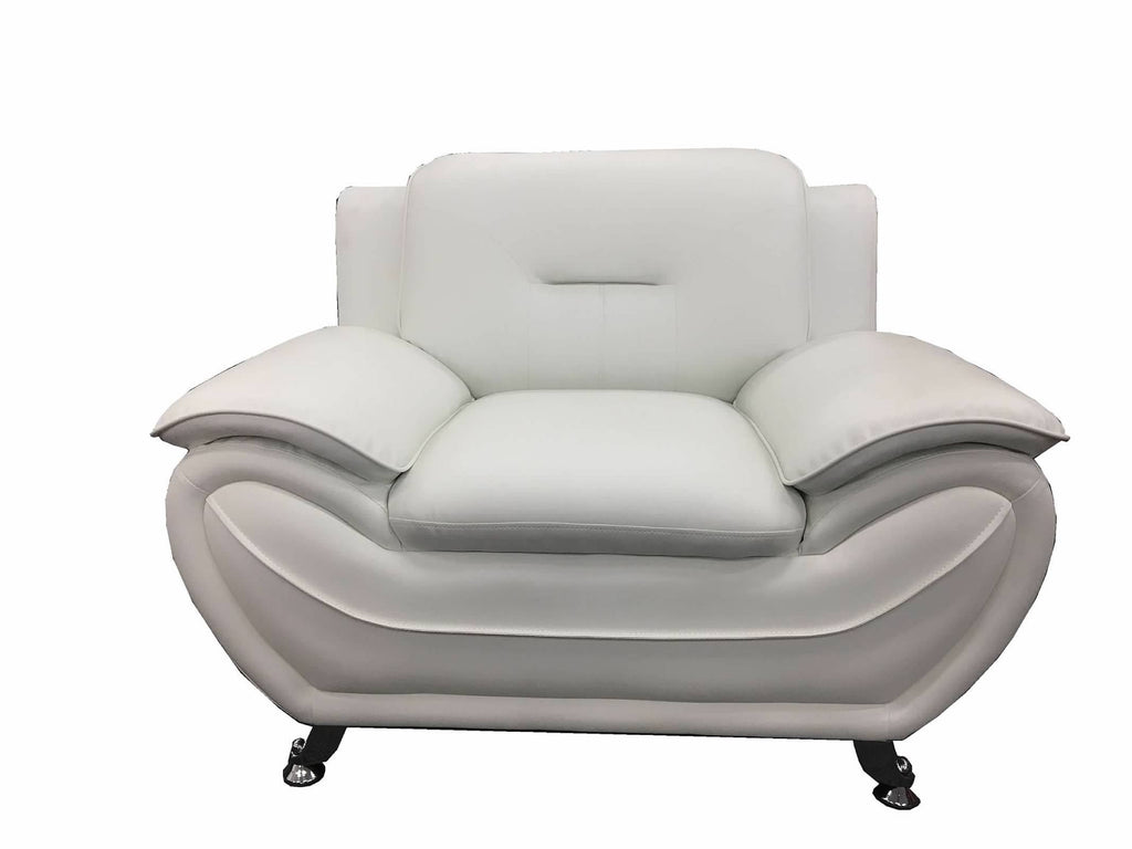 White Leatherette Sofa Set Chair N23995