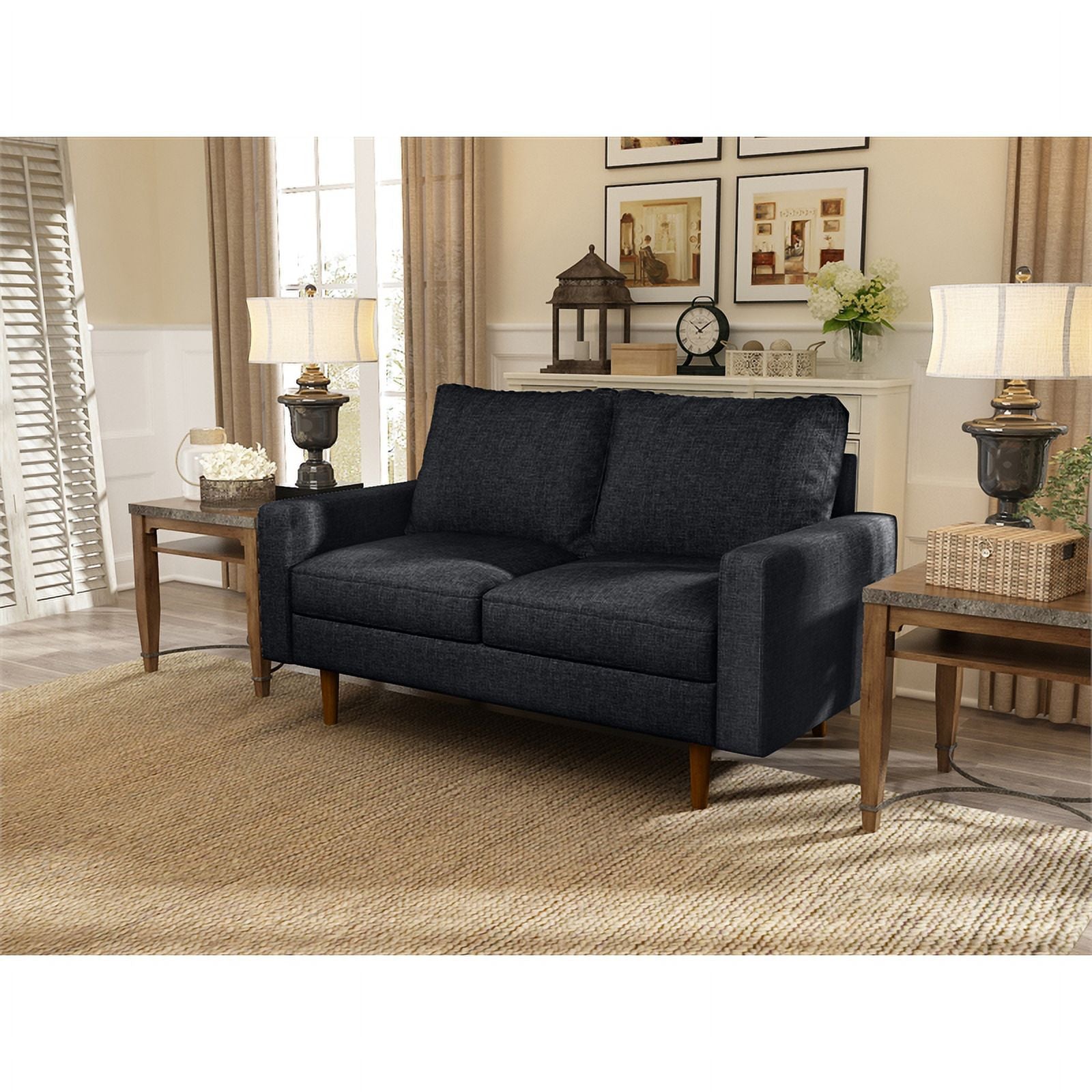 Black Upholstered Fabric Loveseat M688046