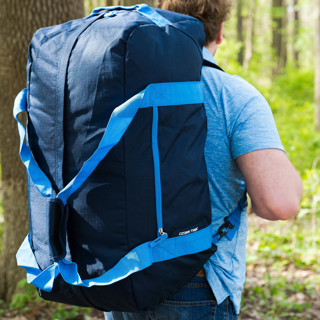 Blue Polyester 90L Duffel with Backpack Straps W4244