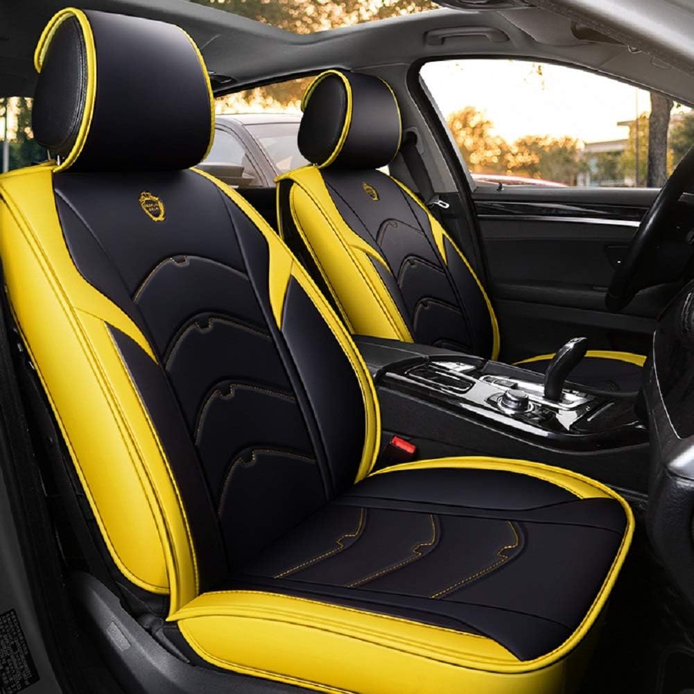 Black-Pink Leather 5 Seat Full Set Seat Cover Cushion R95484