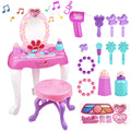 Pink 19 PCS Kids Makeup Vanity Set with Mirror & Music O86756