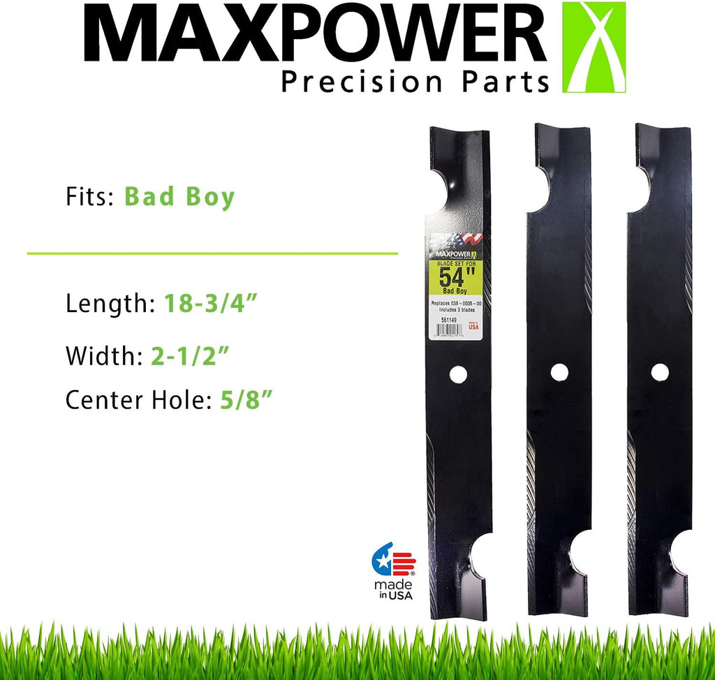 3 Blade Set for 54" Cut Bad Boy Mowers, Black Pack of 2 M174