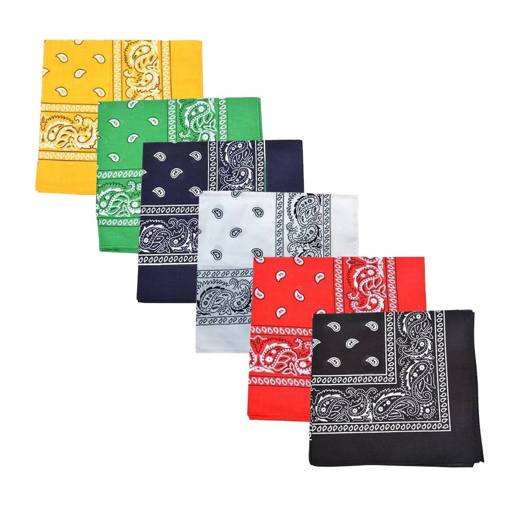 96 Pack 100% Cotton Double Sided Paisley Bandanas E80971