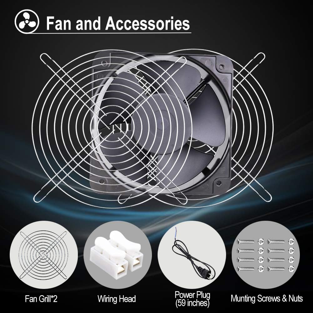 200mm x 60mm Dual Ball 110V 120V Industrial Cooling Fan Pack of 2 L1506