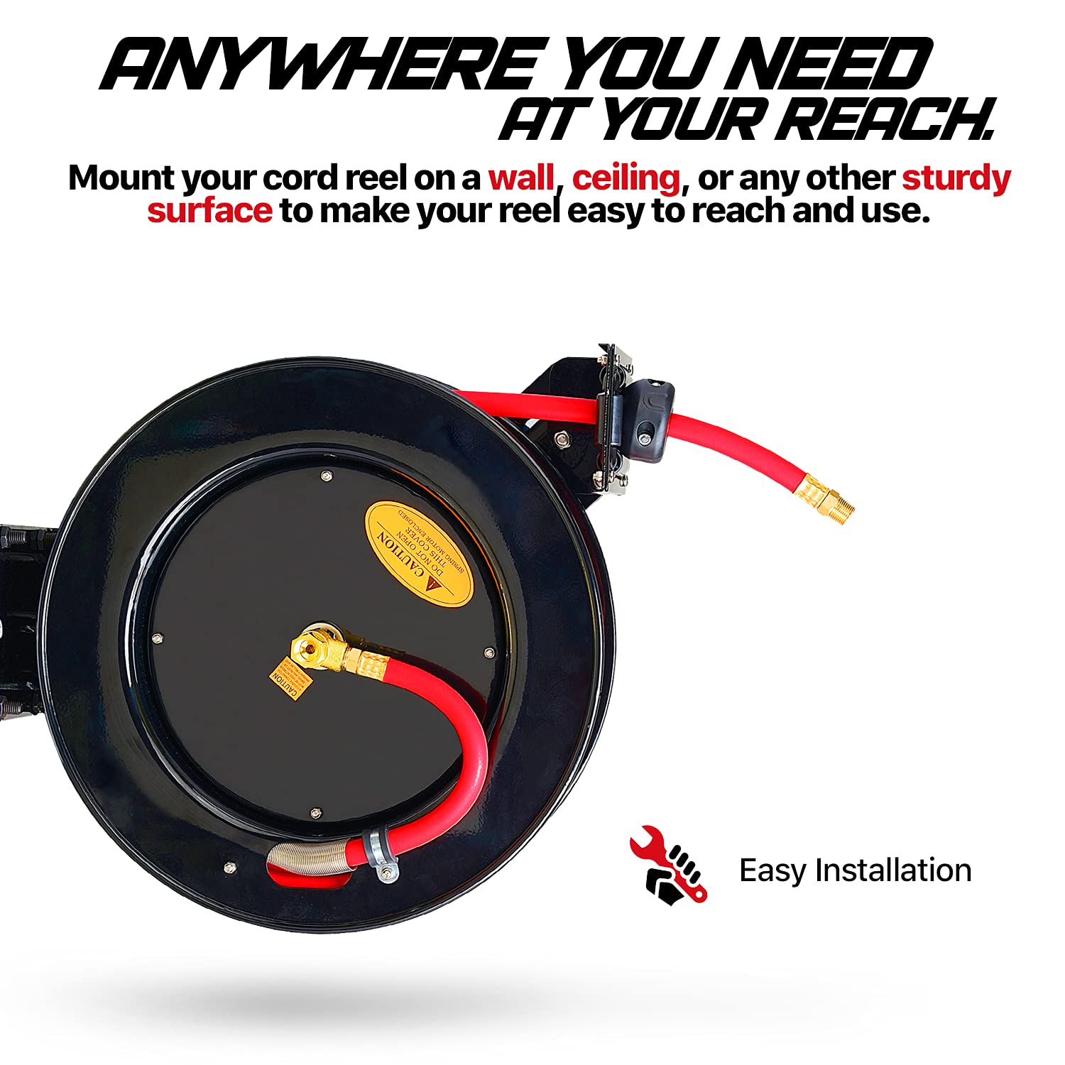 3/8" x 50' Heavy Duty Industrial Air Hose Reel S60239