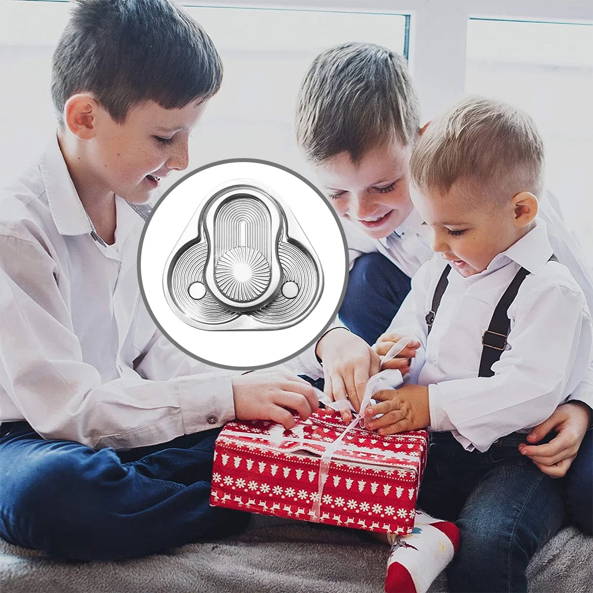 Rotary Push Toy Finger Spinner Stainless Steel Triangle Sensory Hand Toy K849