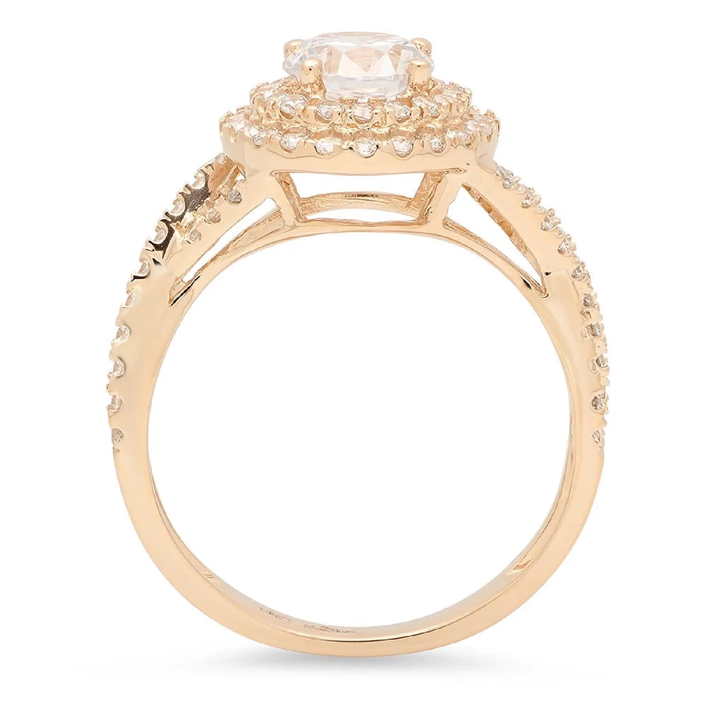 14K Yellow Gold Halo Engagement Ring V148730