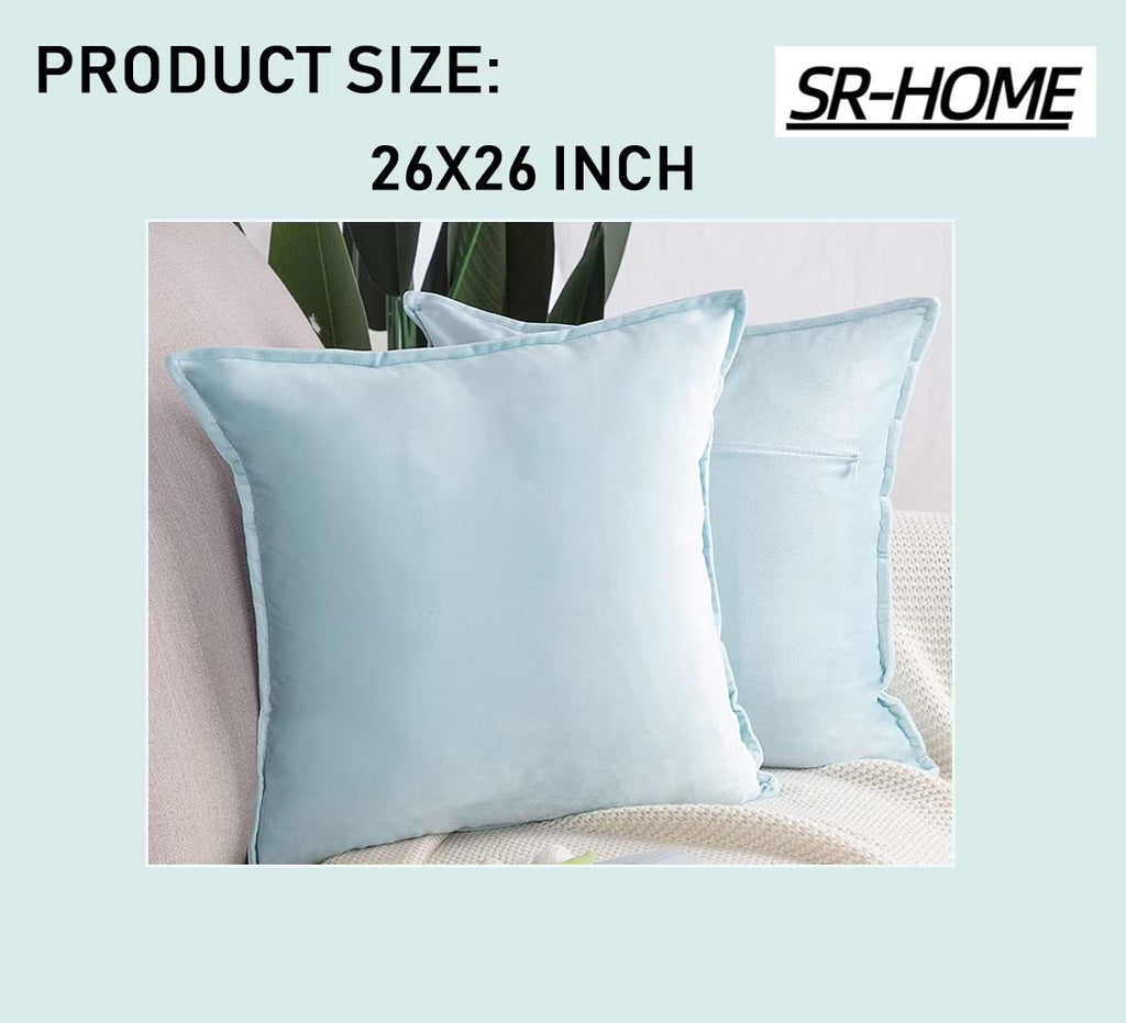 Set of 2 Velvet Decorative Throw Pillow Covers Square with Fringe Cushion Case K7030