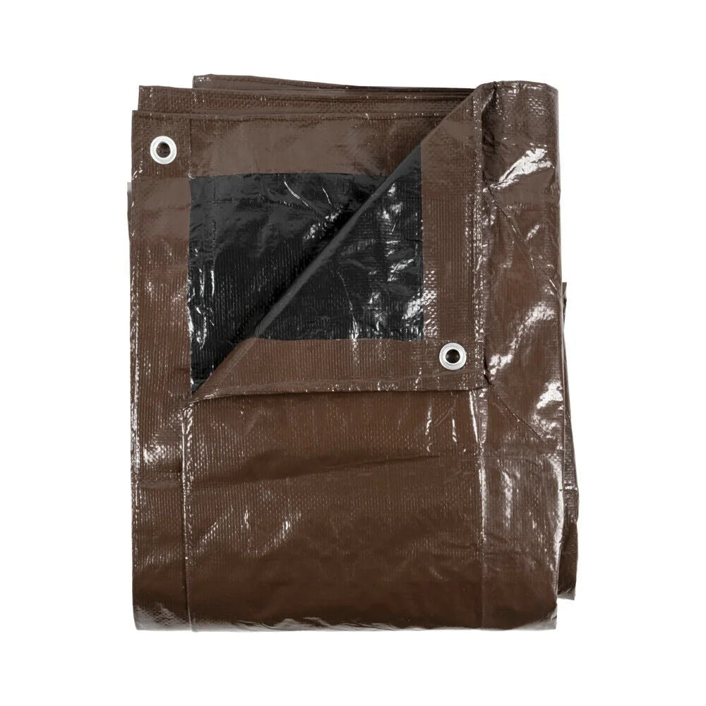12 ft. x 12 ft. Heavy Duty Reversible Brown Poly Tarp with Grommets B584