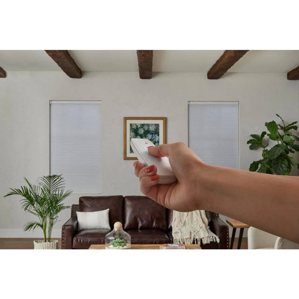 White Cordless Blackout Motorized Cellular Shade with Remote Control O205163