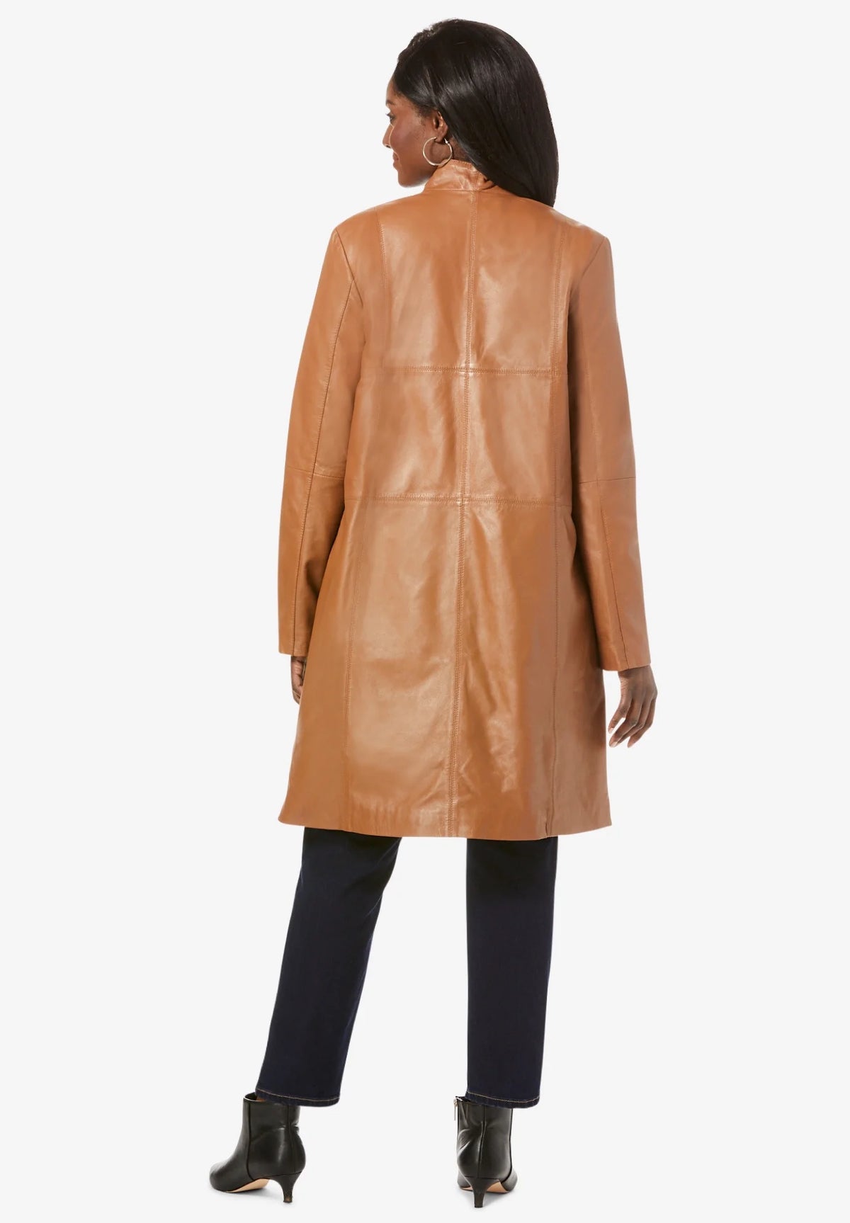 Leather Swing Coat Jacket Y521
