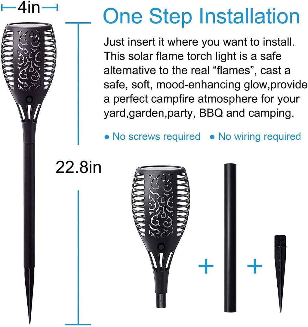Solar Torch Light with Flickering Flame, 8 Pack Outdoor Waterproof N9693