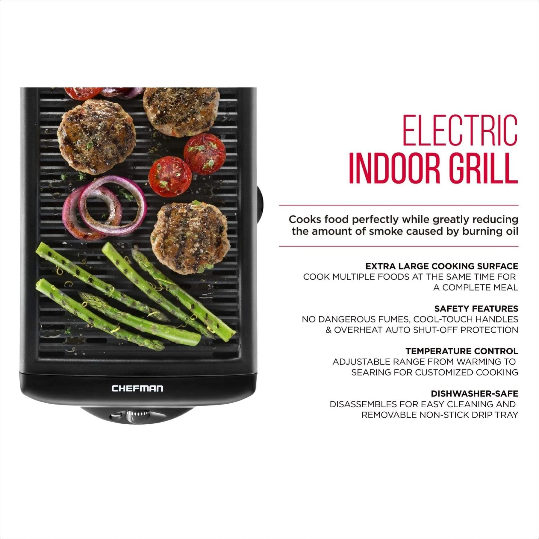 Black Electric Smokeless Indoor Grill with Non-Stick Cooking Surface S1879