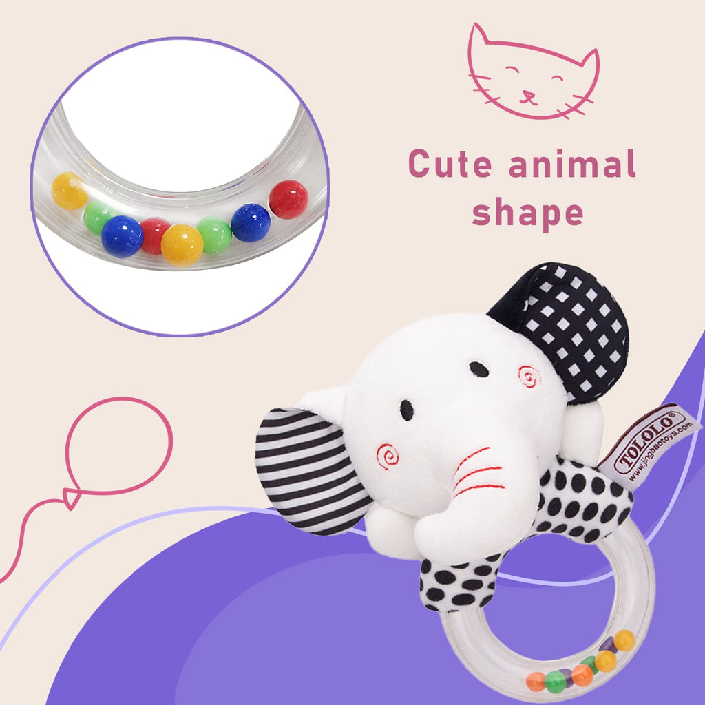 Newborn Elephant & Fox Plush Rattles Teether Baby Toys P79289