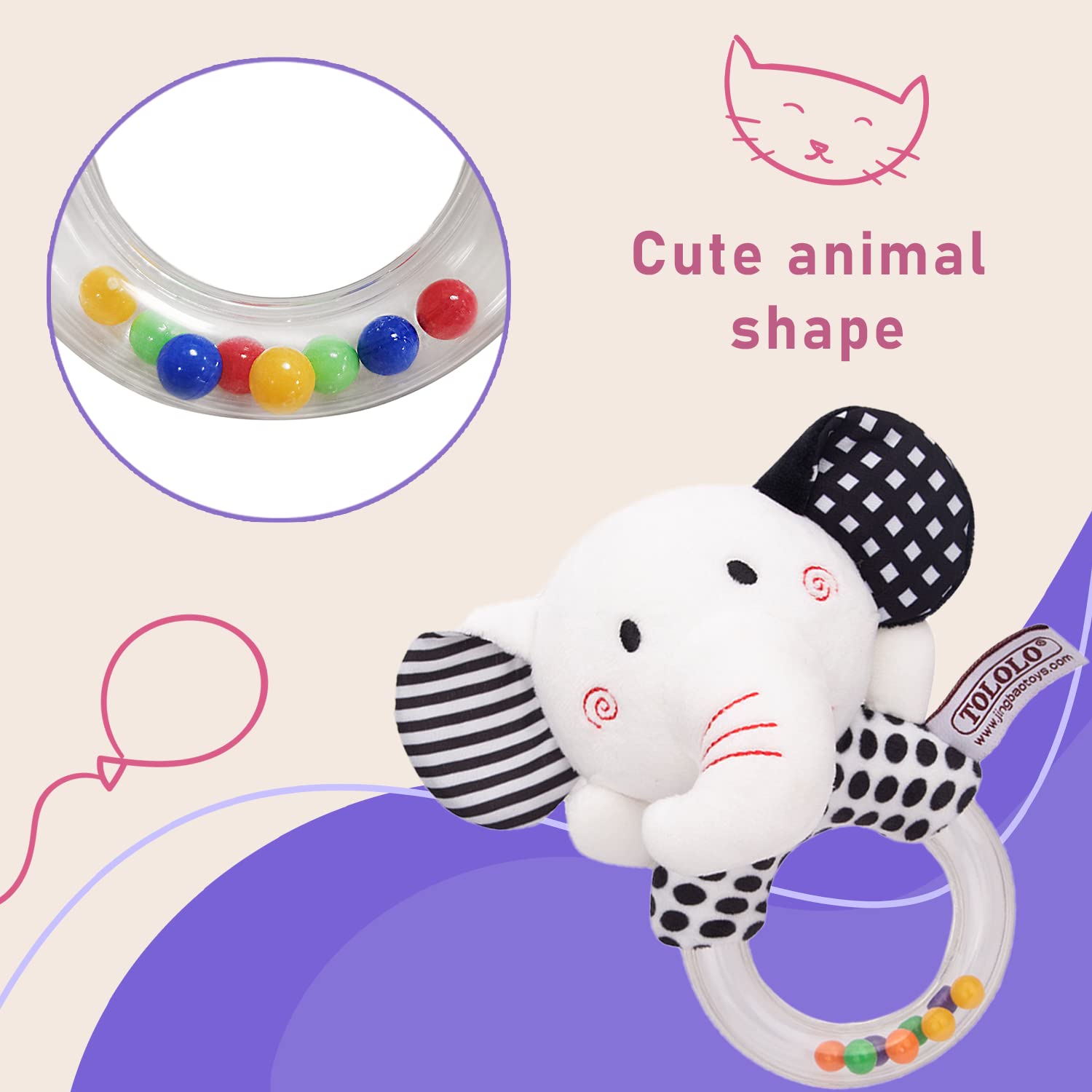 Newborn Elephant & Fox Plush Rattles Teether Baby Toys P79289