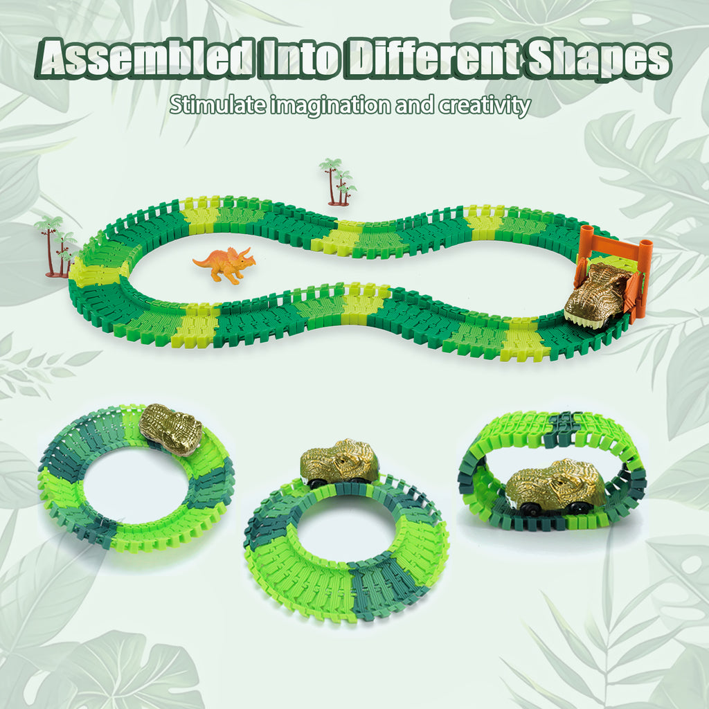 Dinosaur Truck Toys with Flexible Racetrack Cars and Dinosaurs I9024
