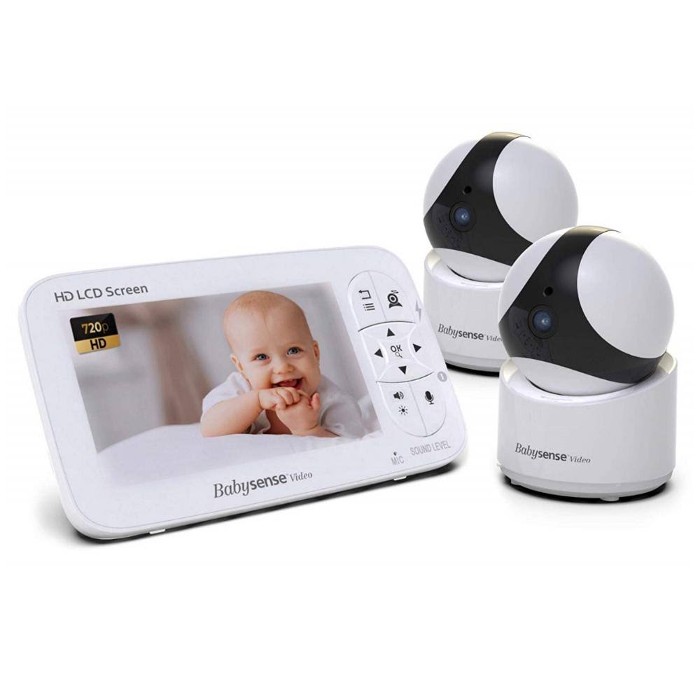 White 5 inch LCD Video Baby Monitor with 2 Cameras Y31709