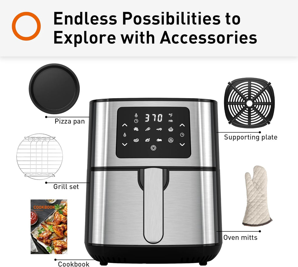 5.8Qt Air Fryer Toaster Oven with Cookbook and 4 Accessories R885