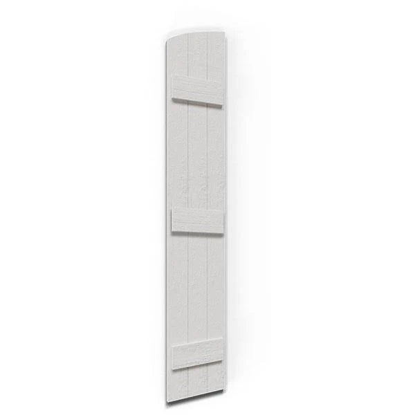 Rustic Faux Wood Shutters with Elliptical Arch Top U74314