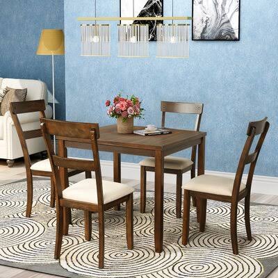5-Piece Dining Set American Walnut/Beige Q40444