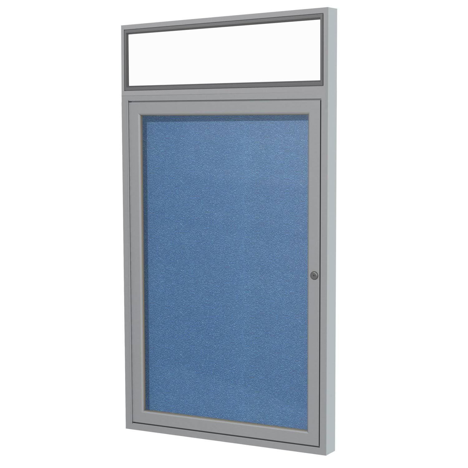 Ocean 1-Door Enclosed Vinyl Bulletin Board with Satin Alum Frame W302