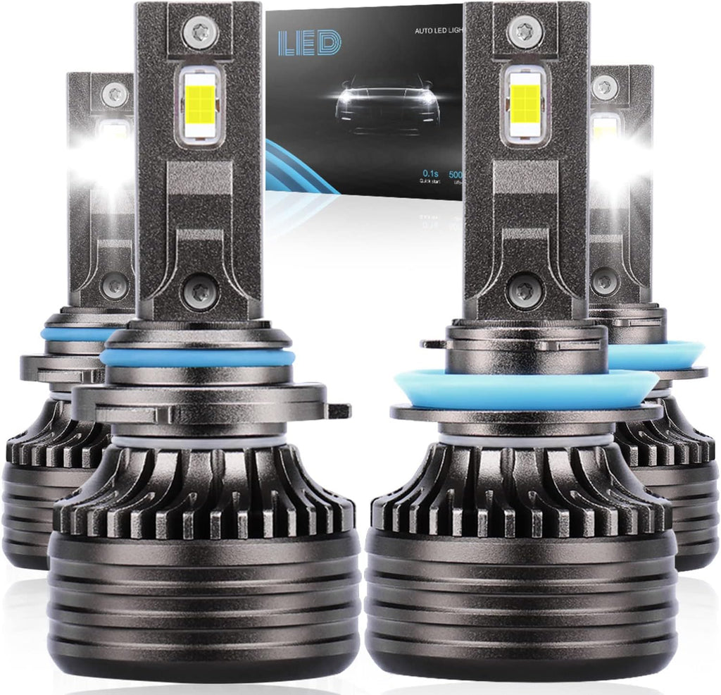 9005 High Beam + H11 Low Beam LED Headlight Bulbs, 6000K Cool White, Pack of 4 W23968