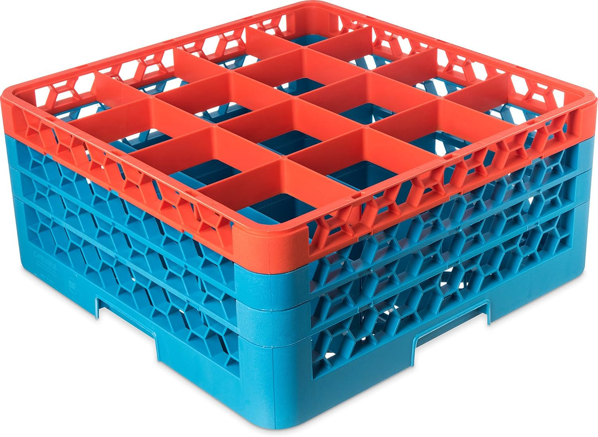 Blue 25 Compartment Glass Rack with 2 Extenders G492910