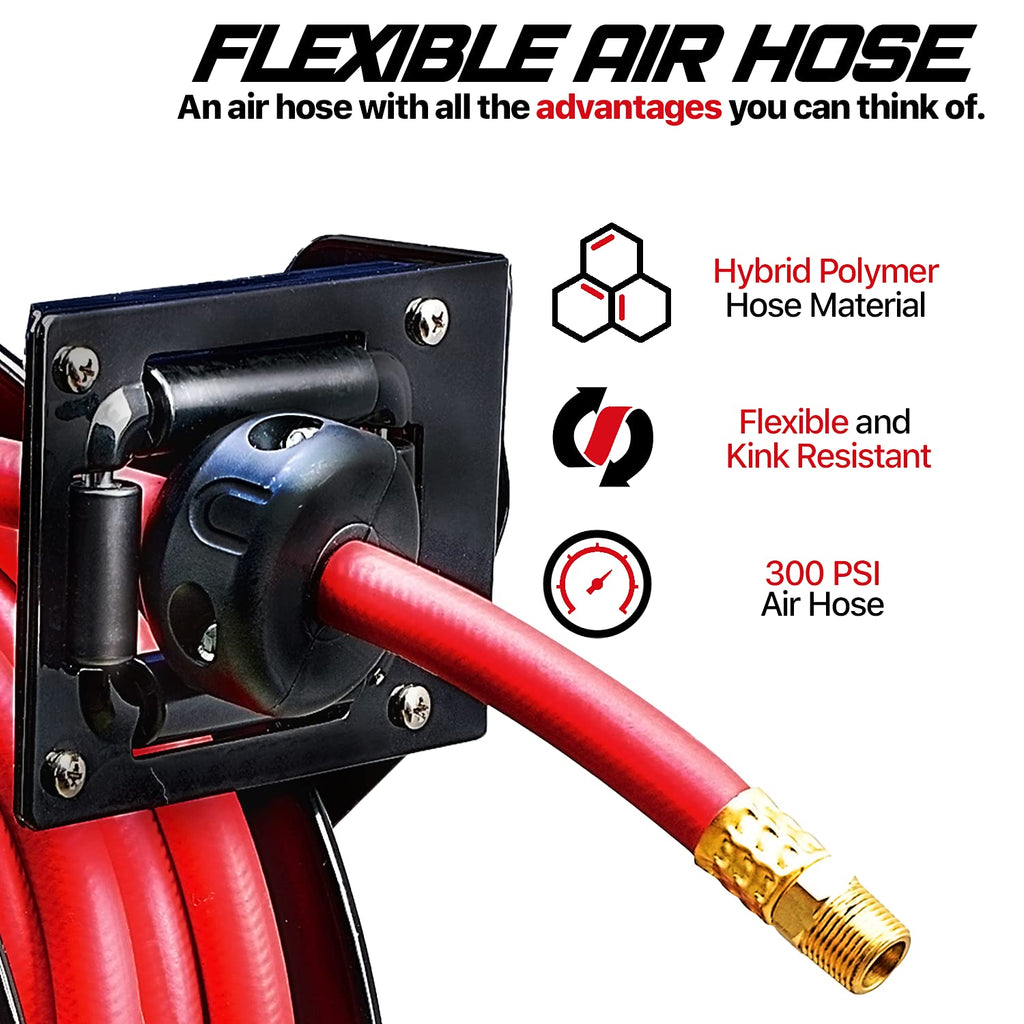 3/8" x 50' Heavy Duty Industrial Air Hose Reel S60239