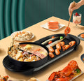 2 in 1 Electric Hot Pot Grill Non-Stick Smokeless Barbecue Pan 1100W V728734