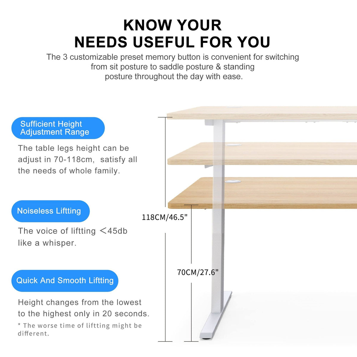 White/Brown L-Shaped Electric Height Adjustable Standing Desk R641942