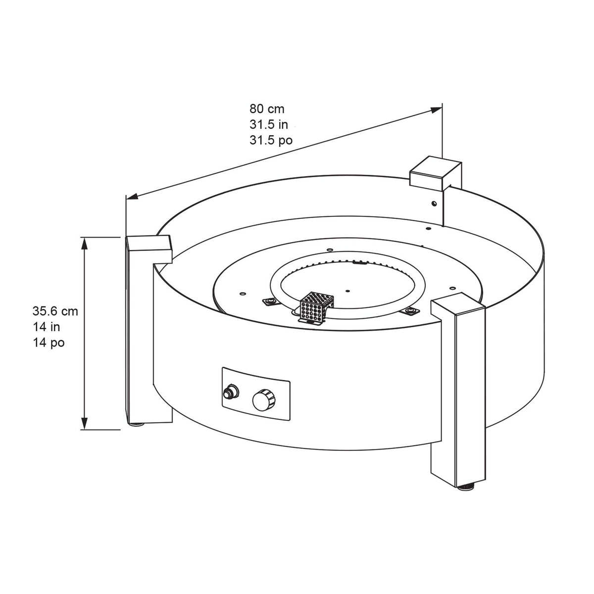 Dark Charcoal Round Fire Pit S60279