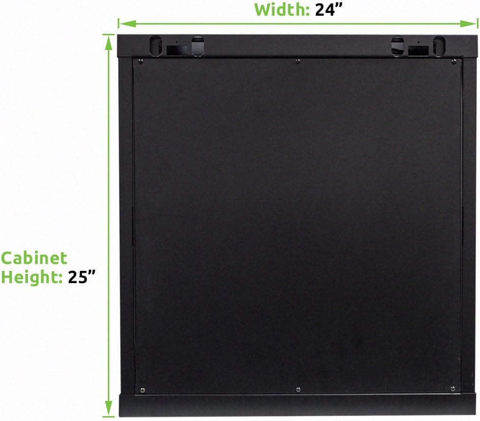 12U 19-Inch Wallmount Server Network Rack with Locking Glass Door Black J241