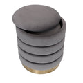 Dark Grey Velvet Round Storage Ottoman Set of 2 R988875