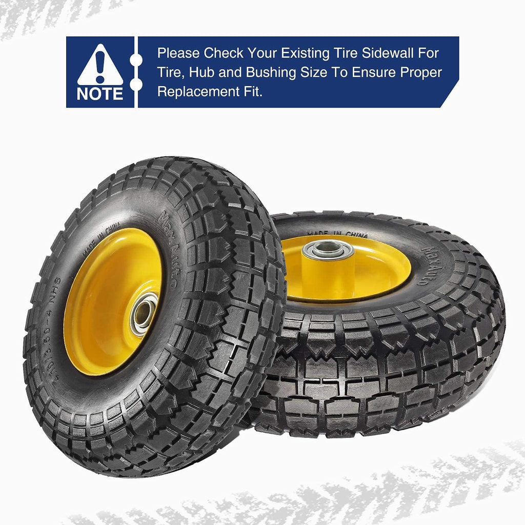 4 Pack 10 Inch Solid Rubber Tyre Wheels with Yellow Steel Hub Q167917