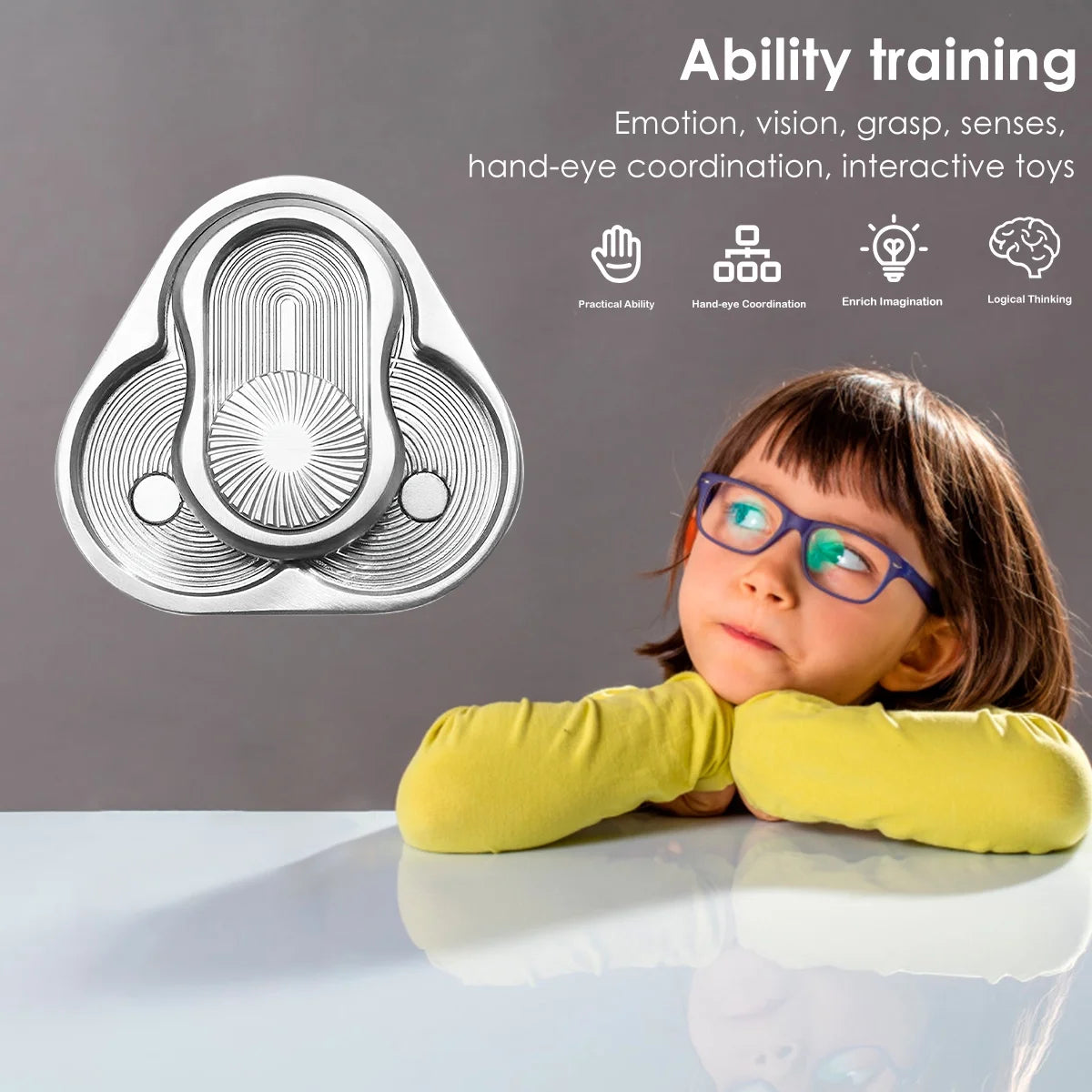 Rotary Push Toy Finger Spinner Stainless Steel Triangle Sensory Hand Toy K849