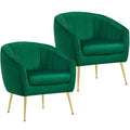 Green Channel Tufted Accent Armchair with Gold Metal Legs W284360