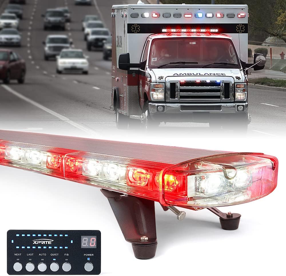 48 Inch Amber LED Emergency Warning Light Bar with Adjustable Mounting Brackets C88207