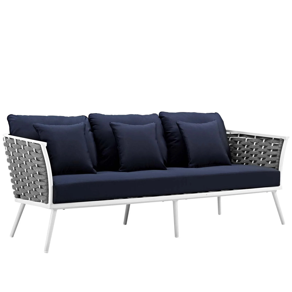White Navy 3 Piece Outdoor Aluminum Sectional Sofa Set A353