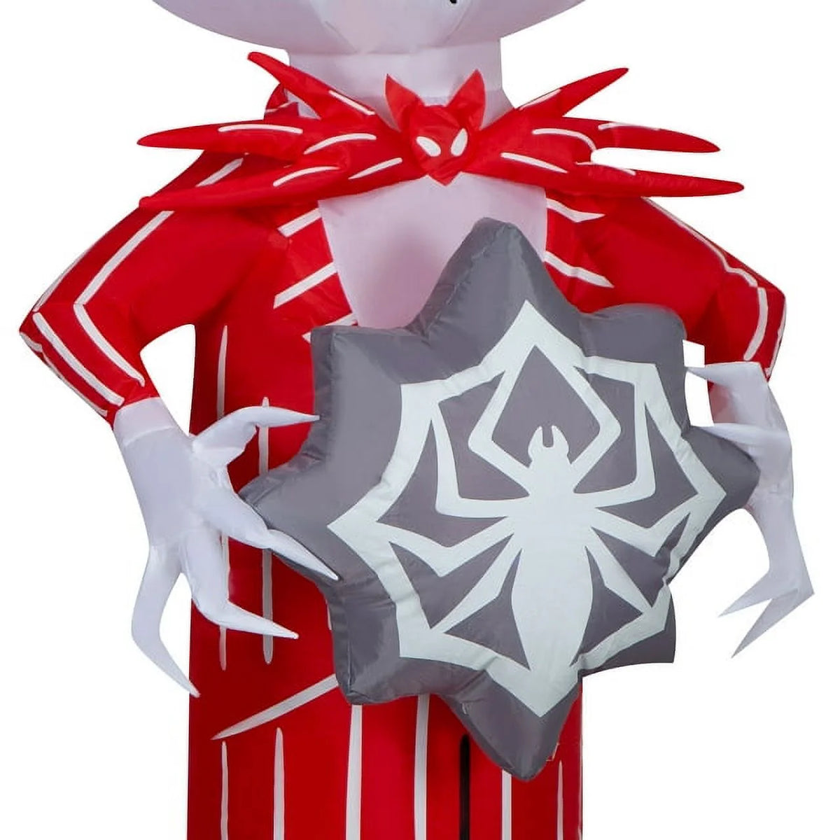 5.5 Foot Stylized Jack Skellington Inflatable with Spider Snowflake and Sally Holding Wreath J807