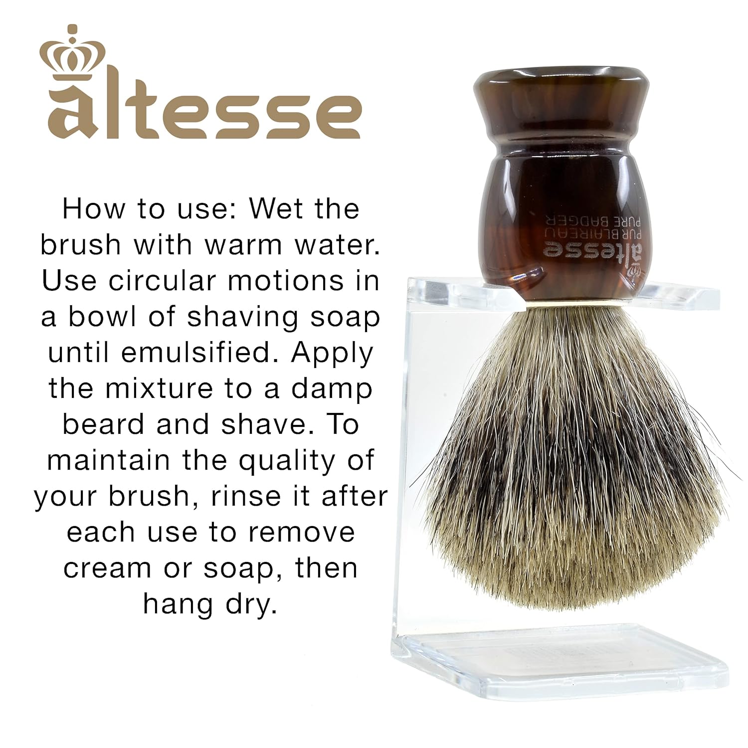 High Mountain White Badger Shaving Brush I240